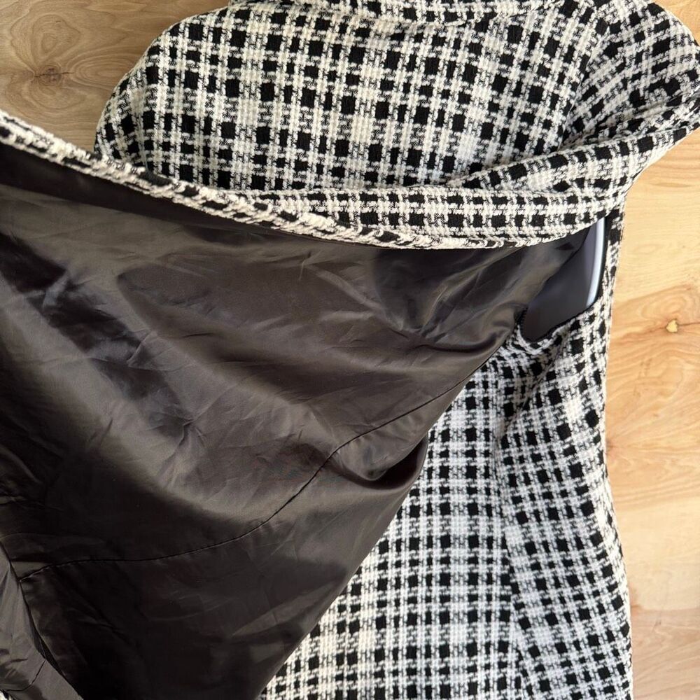 Flying Tomato Black & White Houndstooth Cape Coat M - Picture 5 of 9